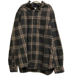 Columbia men’s long sleeve Black and Tan plaid button down shirt size small